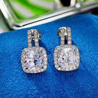 European And American New Simple Round Diamond Zircon Copper Earrings main image 3