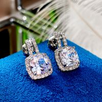 European And American New Simple Round Diamond Zircon Copper Earrings main image 4