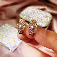 Ethnic Earrings Exquisite Hollow Pattern Color Separation Copper Ear Buckle main image 3