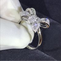 New Bow Ladder Diamond Ring Aesthetic Simulation Diamond Ring Female main image 4