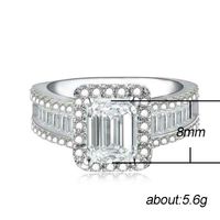 New Luxury Ring Encrusted With Diamond Jewelry Square Zircon Copper Jewelry main image 6