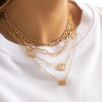 Fashion Punk Multi-layer Smiley Necklace Hip Hop Pendant Alloy Necklace main image 1