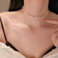 Fashion Simple Necklace Diamond Pearl Alloy Necklace main image 5