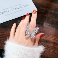 Luxury Zircon Butterfly Open Index Finger Ring Korean Alloy Ring Female main image 1