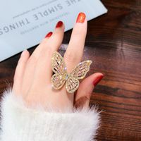 Luxury Zircon Butterfly Open Index Finger Ring Korean Alloy Ring Female main image 3
