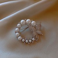 Korean Diamond Pearl Butterfly Brooch Fashion Fixed Clothes Accessories main image 4