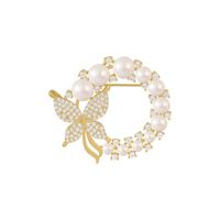 Korean Diamond Pearl Butterfly Brooch Fashion Fixed Clothes Accessories main image 6