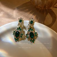Fashion Rhinestone Emerald Geometric Contrast Color Earrings Wholesale main image 1