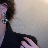 Fashion Rhinestone Emerald Geometric Contrast Color Earrings Wholesale main image 3
