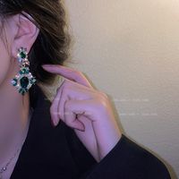 Fashion Rhinestone Emerald Geometric Contrast Color Earrings Wholesale main image 5