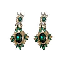 Fashion Rhinestone Emerald Geometric Contrast Color Earrings Wholesale main image 6