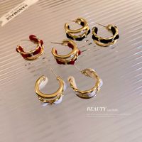 Simple Geometric Double Layer C-shaped Velvet Chain Earrings Wholesale main image 3