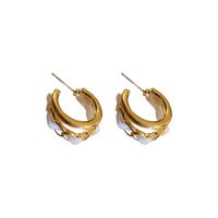 Simple Geometric Double Layer C-shaped Velvet Chain Earrings Wholesale main image 6
