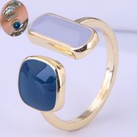 New Trendy Fashion Geometric Shape Contrast Color Open Copper Ring Wholesale sku image 1