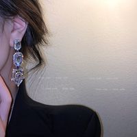 Fashion Full Rhinestone Baroque Hollow Long Tassel Earrings main image 1