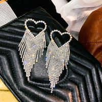 Fashion Heart Diamond Alloy Artificial Gemstones Earrings main image 1