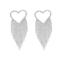 Fashion Heart Diamond Alloy Artificial Gemstones Earrings main image 6