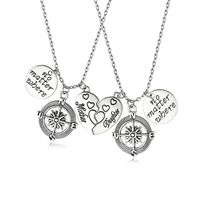 Fashion Necklace Love Stitching Alloy Compass Drop Oil Pendant Necklace sku image 1
