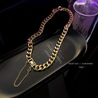 Fashion Thick Chain Cuban Necklac Hip-hop Clavicle Chain Alloy Necklace sku image 1