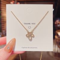 Fashion Flower Titanium Steel Plating Zircon Pendant Necklace 1 Piece sku image 2