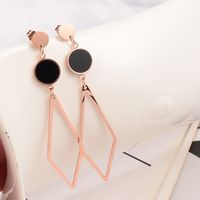 Fashion Geometric Triangle Round Card Pendant Titanium Steel Earrings Wholesale sku image 1