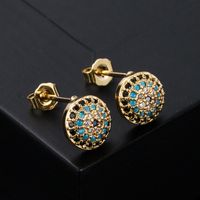 Vintage Copper Micro-set Zircon Devil's Eye Earrings Wholesale sku image 2