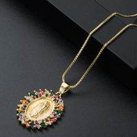 Mode Kupfer Micro-set Zirkon Jungfrau Maria Anhänger Halskette sku image 2