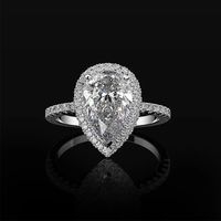 Creative Sparkling Drop-shaped Copper Zircon Wedding Ring Ladies Wedding Jewelry Wholesale sku image 1