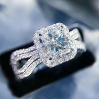 New Wedding Ring Exquisite Copper Full Diamond Zircon Ladies Engagement Ring sku image 1
