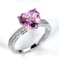 New Wedding Rings Inlaid With Aaa Heart-shaped Pink Diamond Zircon Copper Ring sku image 13