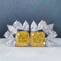 Europa Und Die Vereinigten Staaten Neue Exquisite Zirkongelbe Diamanten Eingelegte Wassertropfen-kupferohrringe sku image 1