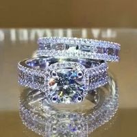 Nouveau Carré De Cuivre Incrusté Zircon Deux Pièces Bague Européenne Et Américaine Dames Bijoux sku image 1