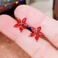 Korean Color Star Flowers Five-pointed Star Ladies Copper Earrings sku image 3