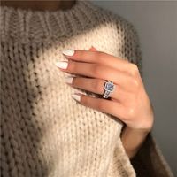 New Luxury Ring Encrusted With Diamond Jewelry Square Zircon Copper Jewelry sku image 1