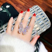 Luxury Zircon Butterfly Open Index Finger Ring Korean Alloy Ring Female sku image 1