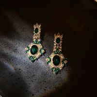 Fashion Rhinestone Emerald Geometric Contrast Color Earrings Wholesale sku image 1