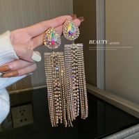 Fashion Geometric Diamond Copper Artificial Gemstones Earrings sku image 9