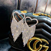Fashion Heart Diamond Alloy Artificial Gemstones Earrings sku image 1