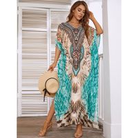 New Printed Beach Blouse Robe Style Sun Protection Shirt Loose Outer Blouse Dress main image 2