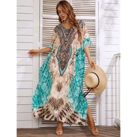 New Printed Beach Blouse Robe Style Sun Protection Shirt Loose Outer Blouse Dress main image 3