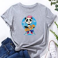 Panda Man Surf Print Ladies Loose Casual T-shirt main image 4