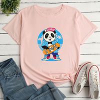 Panda Man Surf Print Ladies Loose Casual T-shirt main image 5