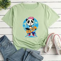 Panda Man Surf Print Ladies Loose Casual T-shirt main image 7