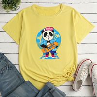 Panda Man Surf Print Ladies Loose Casual T-shirt main image 8