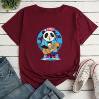 Panda Man Surf Print Ladies Loose Casual T-shirt main image 9