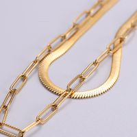 Simple Stainless Steel Flat Snake Chain Cross Chain Double Layer Necklace Wholesale main image 5