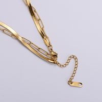 Simple Stainless Steel Flat Snake Chain Cross Chain Double Layer Necklace Wholesale main image 2