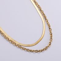 Simple Stainless Steel Hollow Snake Chain Cross Chain Double Layer Necklace main image 6