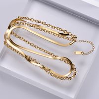Simple Stainless Steel Hollow Snake Chain Cross Chain Double Layer Necklace main image 5