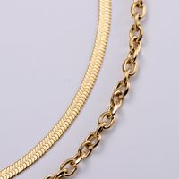 Simple Stainless Steel Hollow Snake Chain Cross Chain Double Layer Necklace main image 4